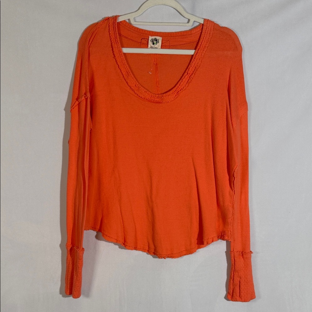 Free People We The Free Long Sleeve Top Size L Orange NWOT